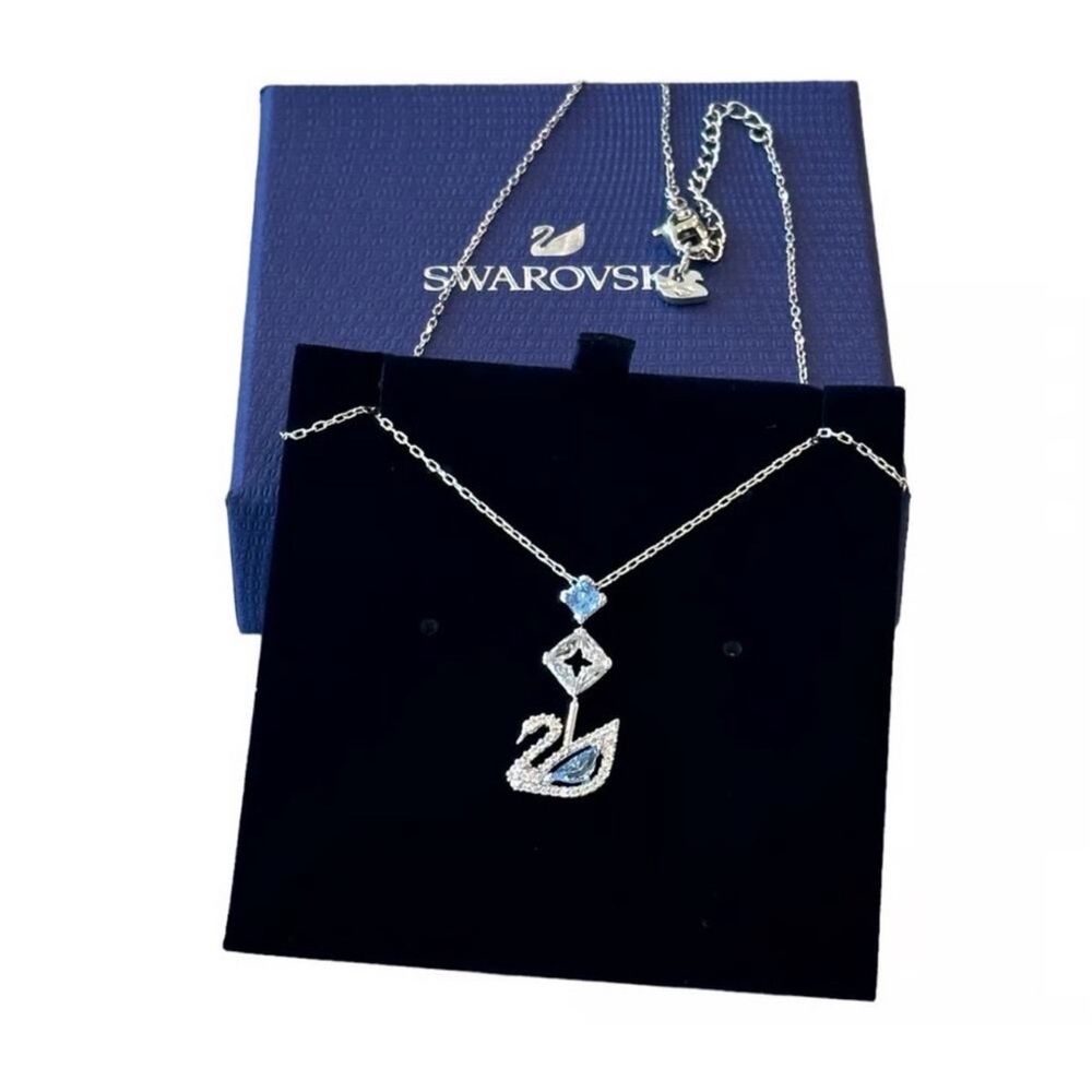 Swarovski Silver Necklace with Blue Swan Pendant